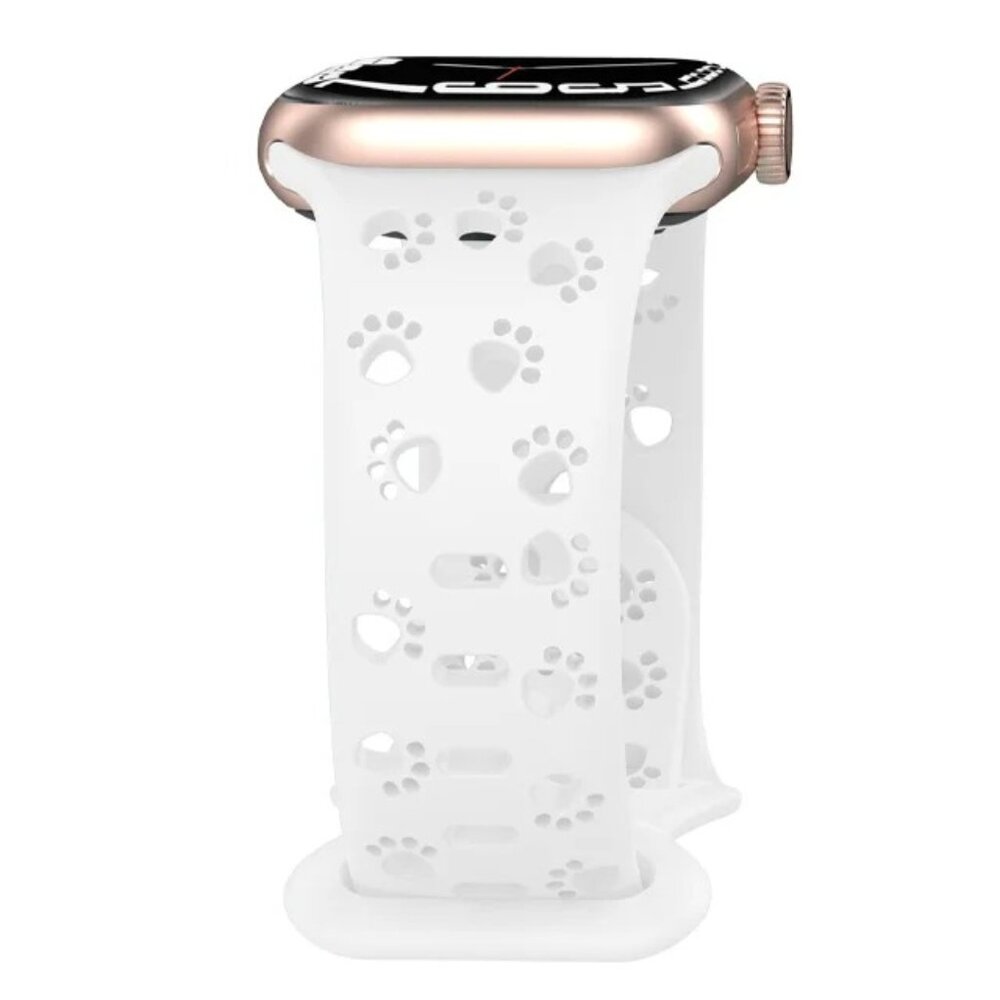 NEW [BAND] Hollow Paw Sport Silicone For Apple Watch WHITE